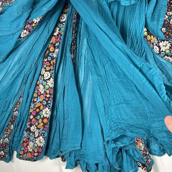 Intimately Free People SIZE XS Mini Dress Blue Green Teal Floral Lace Boho FP - Picture 7 of 11